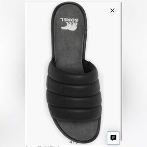 Sorel Black Quilted Slide Sandals